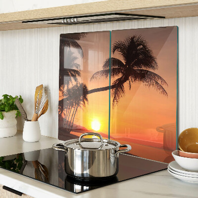 Glass chopping board Sunset on the beach