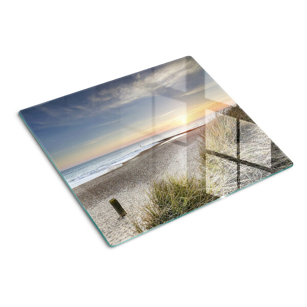 Glass chopping board Beach at sunset
