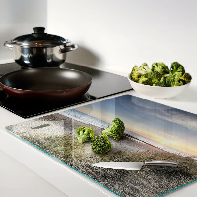 Glass chopping board Beach at sunset