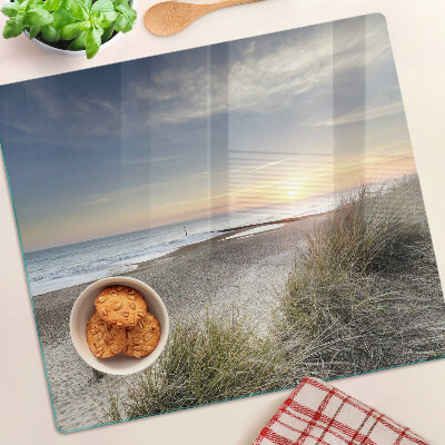 Glass chopping board Beach at sunset