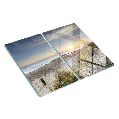 Glass chopping board Beach at sunset