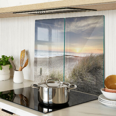 Glass chopping board Beach at sunset