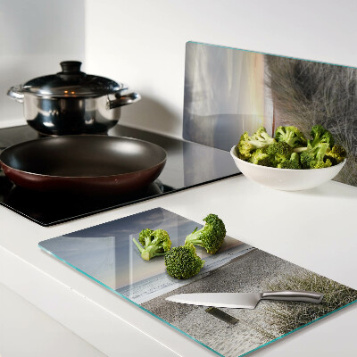Glass chopping board Beach at sunset