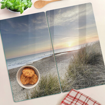 Glass chopping board Beach at sunset