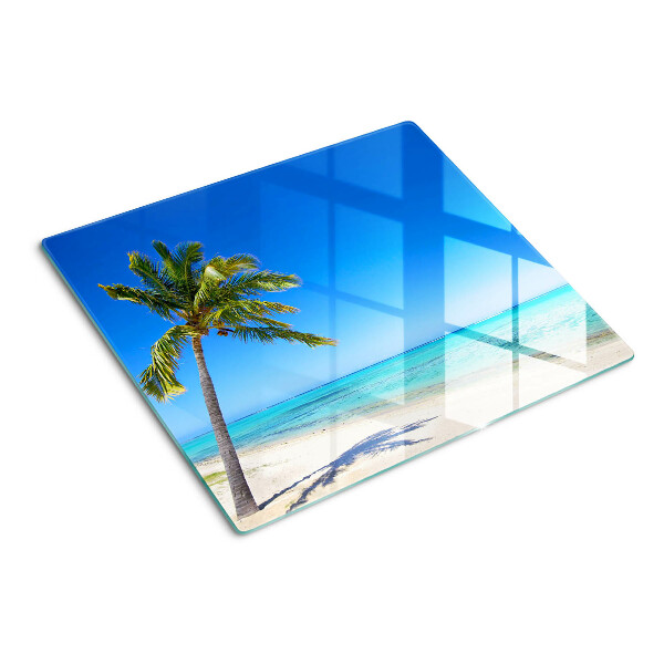Glass kitchen board Beach with palm tree
