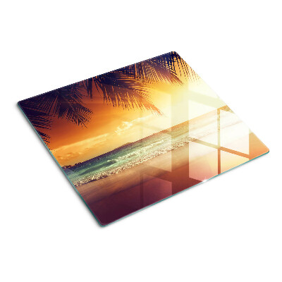 Glass kitchen board Sunset over the beach