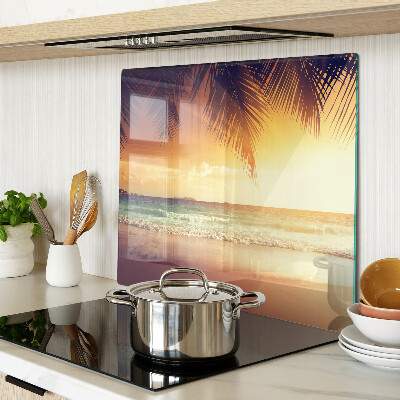Glass kitchen board Sunset over the beach