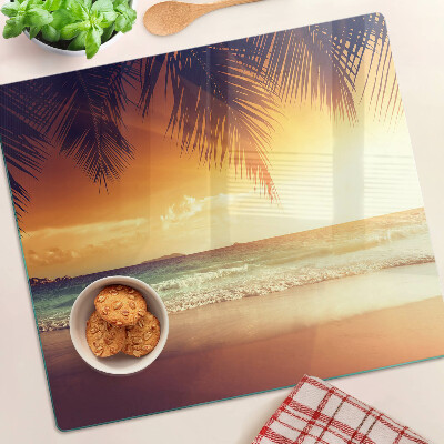 Glass kitchen board Sunset over the beach