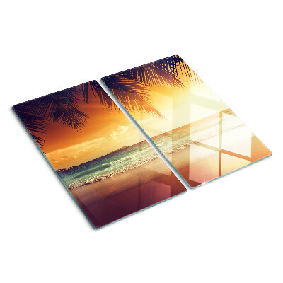 Glass kitchen board Sunset over the beach