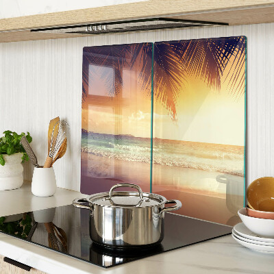 Glass kitchen board Sunset over the beach