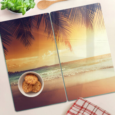 Glass kitchen board Sunset over the beach