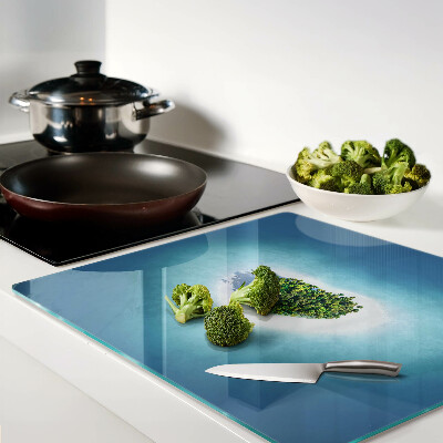 Glass kitchen board Island with palm trees