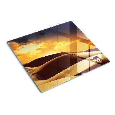 Glass chopping board Desert landscape at sunset