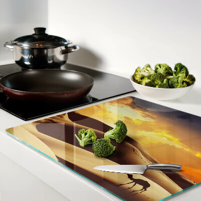 Glass chopping board Desert landscape at sunset