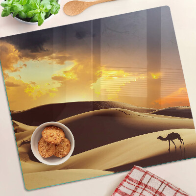 Glass chopping board Desert landscape at sunset