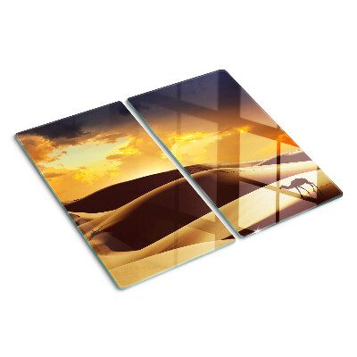 Glass chopping board Desert landscape at sunset