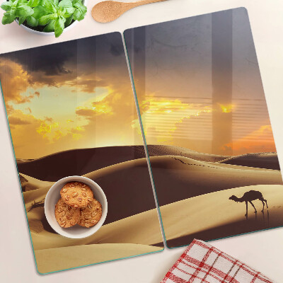 Glass chopping board Desert landscape at sunset
