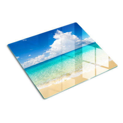 Glass chopping board Beach with turquoise water and clouds