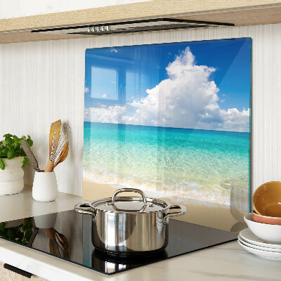 Glass chopping board Beach with turquoise water and clouds