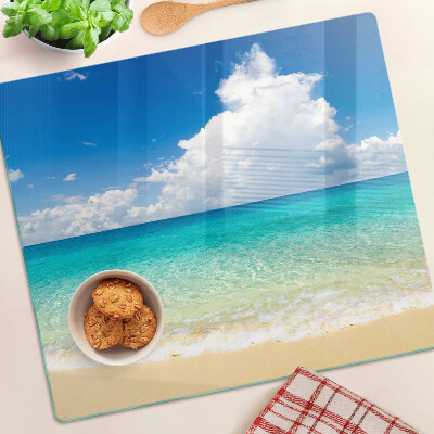 Glass chopping board Beach with turquoise water and clouds