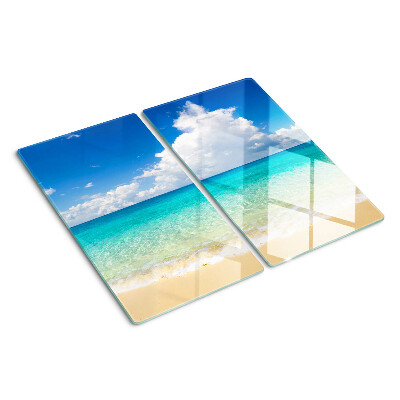 Glass chopping board Beach with turquoise water and clouds