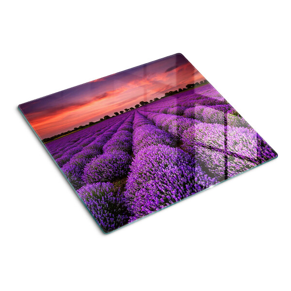 Glass chopping board Lavender field at sunset