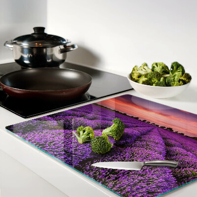 Glass chopping board Lavender field at sunset