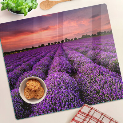 Glass chopping board Lavender field at sunset