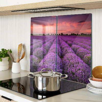 Glass chopping board Lavender field at sunset