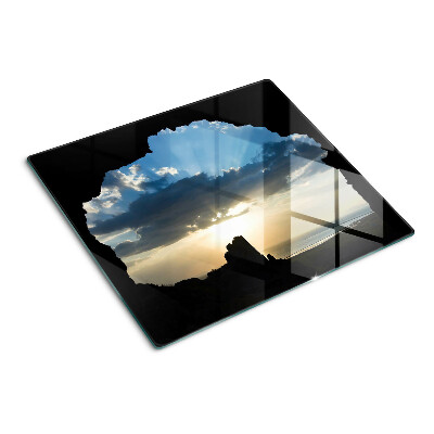 Glass kitchen board Sunset behind the clouds