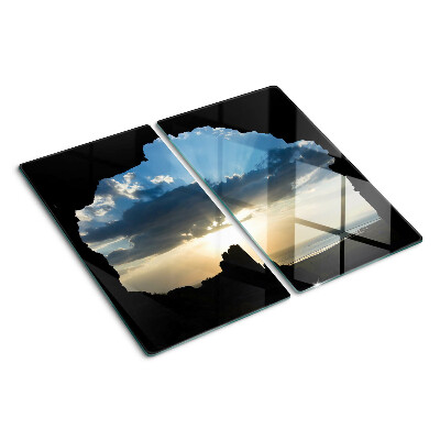 Glass kitchen board Sunset behind the clouds