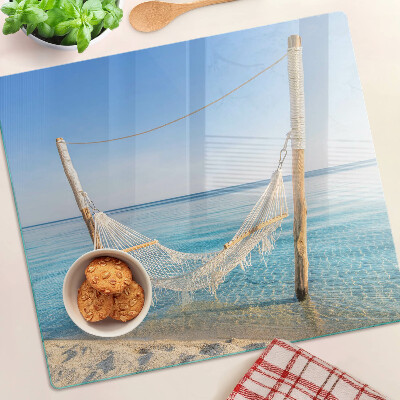 Glass chopping board Hammock by the sea