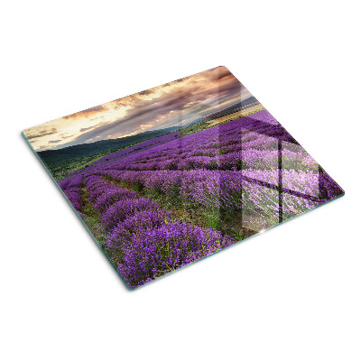 Glass chopping board Lavender field at sunset