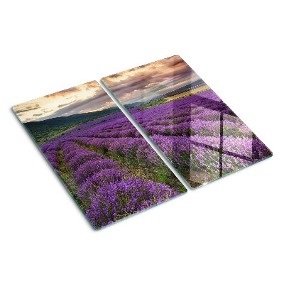 Glass chopping board Lavender field at sunset