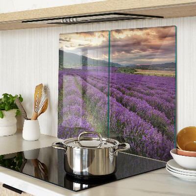 Glass chopping board Lavender field at sunset