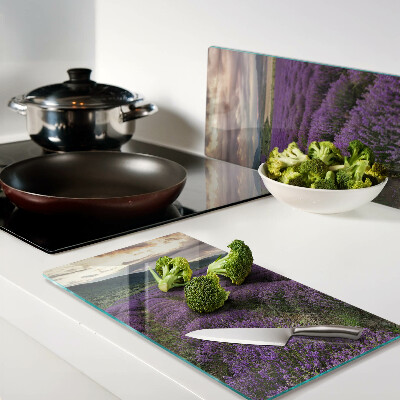 Glass chopping board Lavender field at sunset