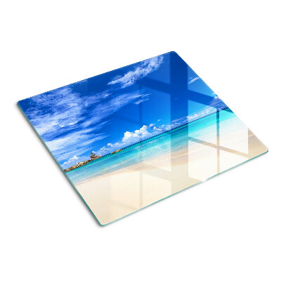 Glass chopping board Tropical beach with blue sky