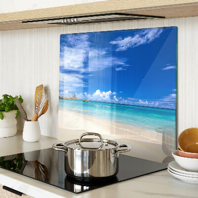 Glass chopping board Tropical beach with blue sky