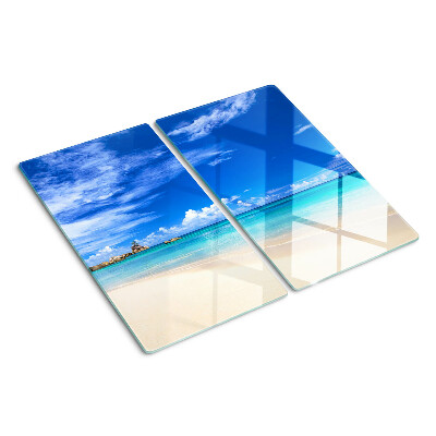 Glass chopping board Tropical beach with blue sky