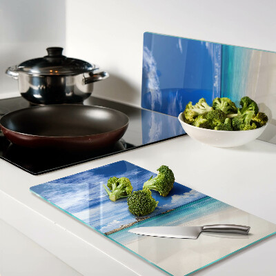 Glass chopping board Tropical beach with blue sky