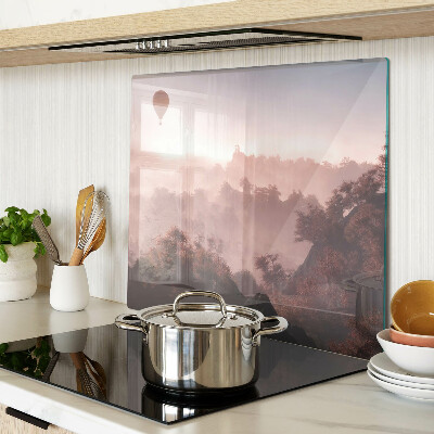 Glass chopping board Hot air balloon over the landscape