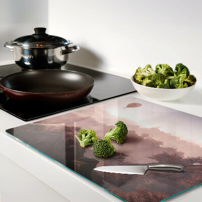 Glass chopping board Hot air balloon over the landscape