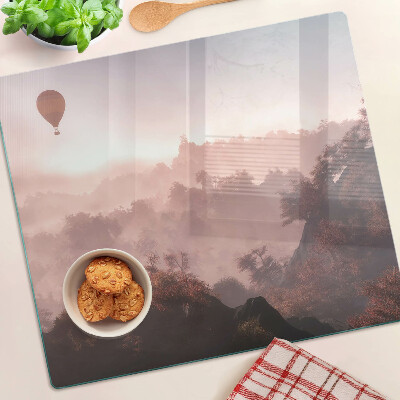 Glass chopping board Hot air balloon over the landscape
