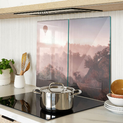Glass chopping board Hot air balloon over the landscape
