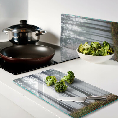 Glass chopping board Misty forest