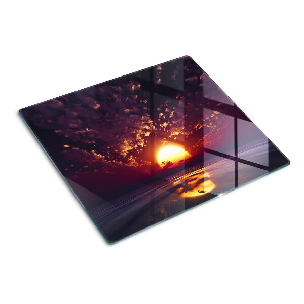Glass chopping board Sunset over the sea
