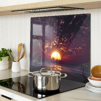 Glass chopping board Sunset over the sea