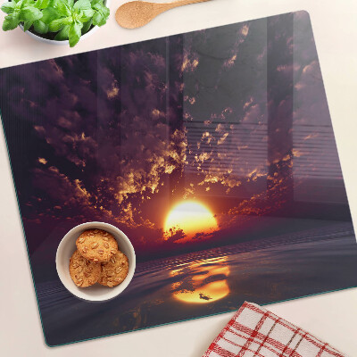 Glass chopping board Sunset over the sea