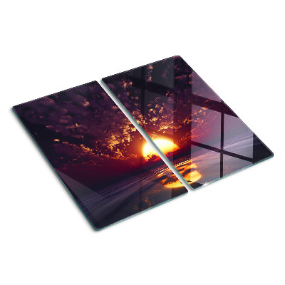 Glass chopping board Sunset over the sea