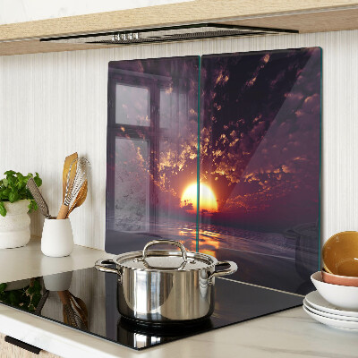 Glass chopping board Sunset over the sea
